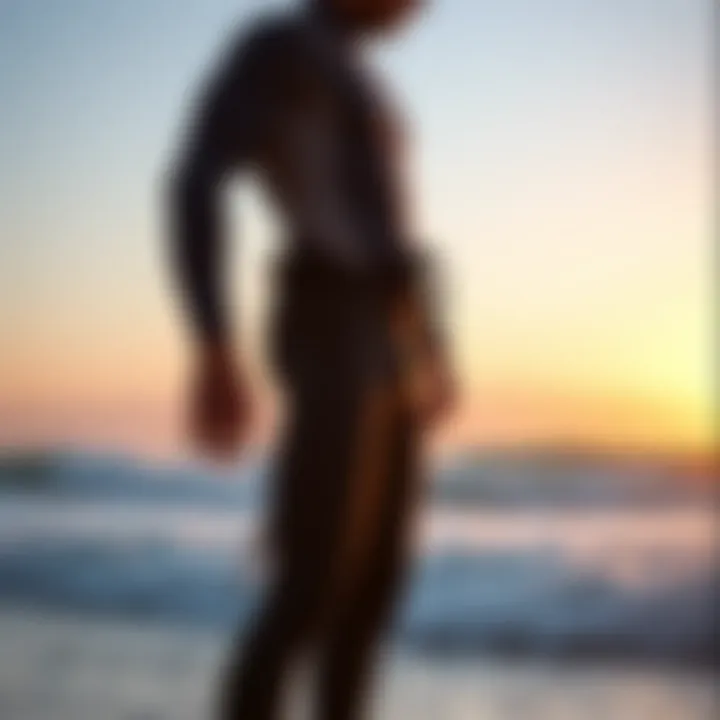 Illustration of proper wetsuit fit on a surfer