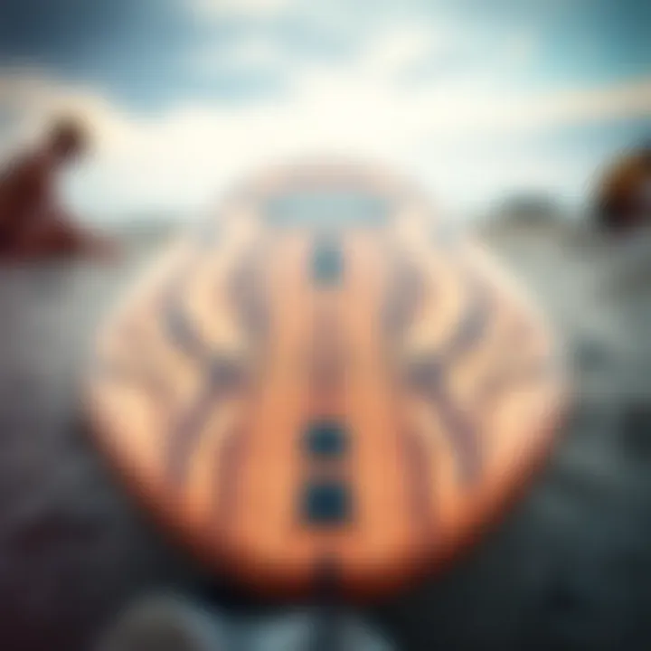 A beautifully crafted longboard deck showcasing its unique design and craftsmanship