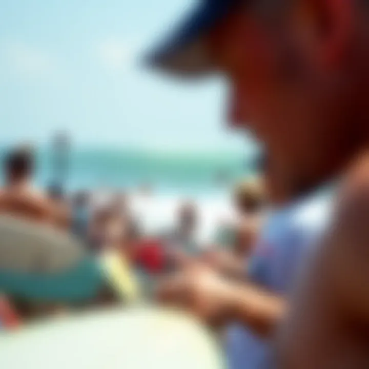 Excitement at a Local Surfing Event A vibrant local surfing event in Austin with spectators