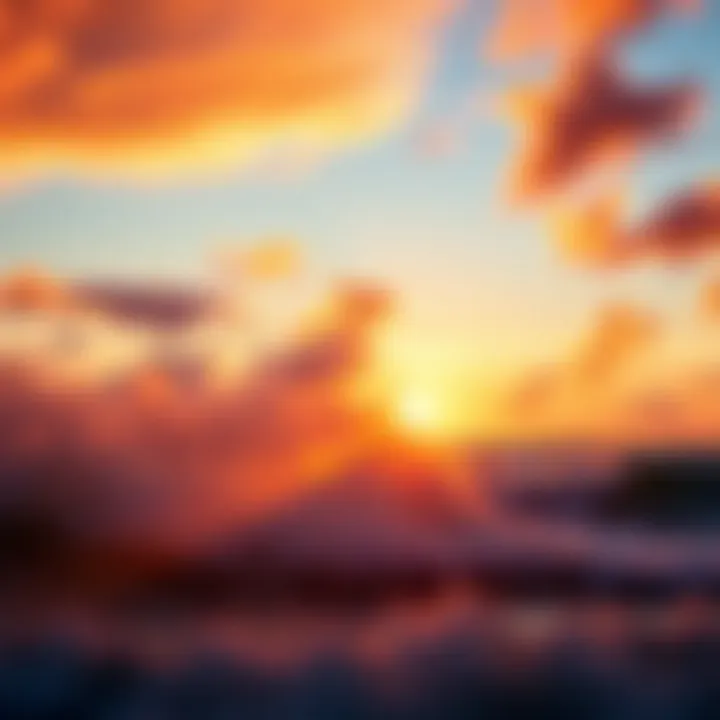 Sunset Over Austin's Surfing Paradise A serene sunset over a popular Austin surfing spot