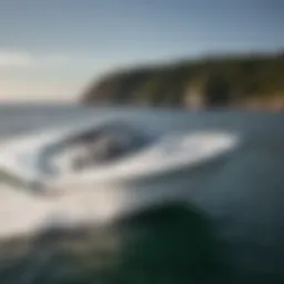 Sleek design of the Bayliner surf boat showcasing its contours and lines