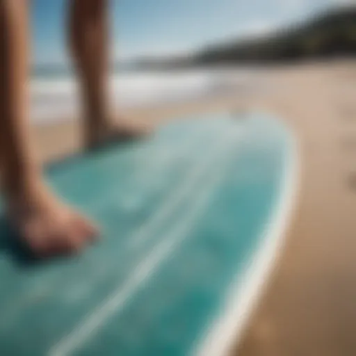 Close-up of a high-quality skimboard traction pad