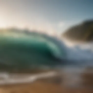 Surfing waves crashing on a pristine beach