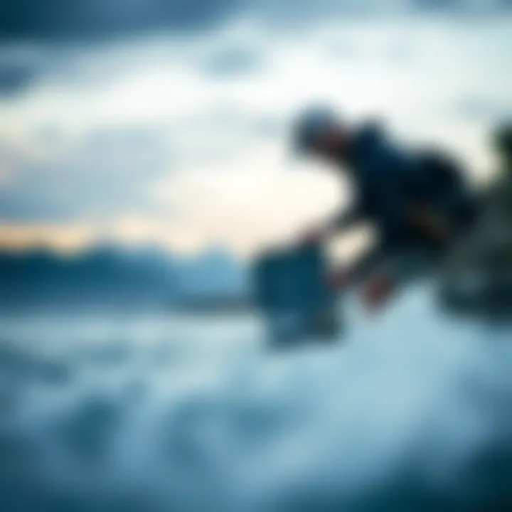 Angler accessing tackle box at the shoreline