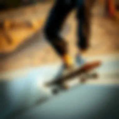 Skateboarding Performance in Proper Footwear A skateboarder demonstrating movement and agility while wearing appropriate footwear.