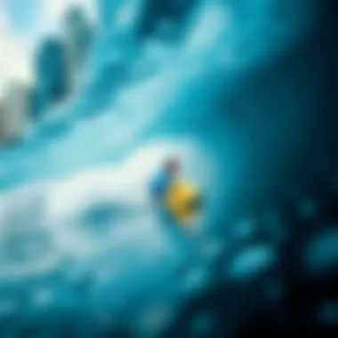 Reflection of Urban Life in Surf Cityscape reflecting in ocean waves