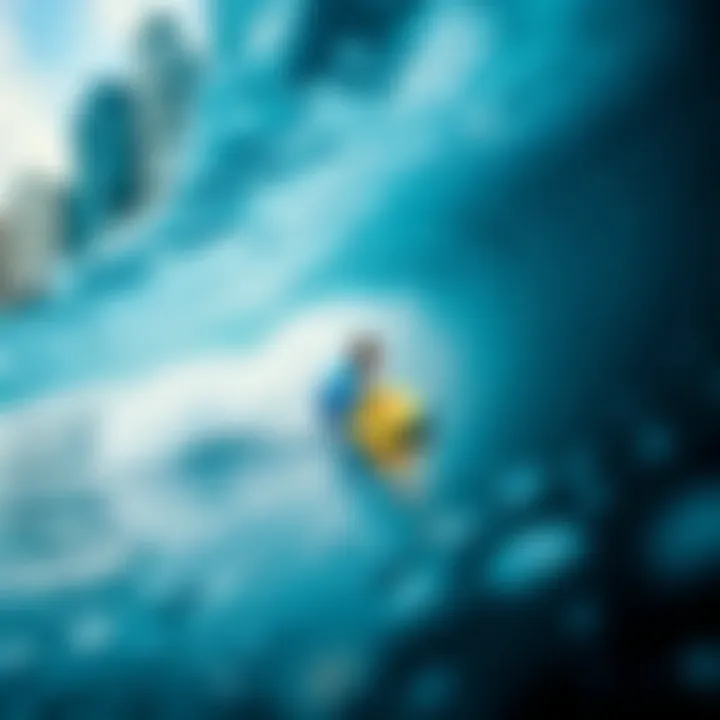 Reflection of Urban Life in Surf Cityscape reflecting in ocean waves