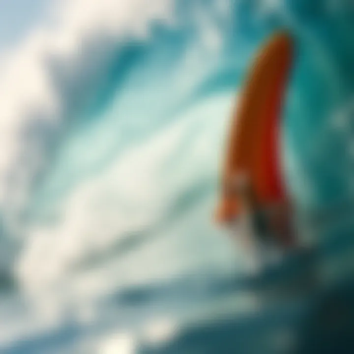 Impact on Surfboard Dynamics Illustration showing the impact of fiberglass fin rollers on surfboard dynamics