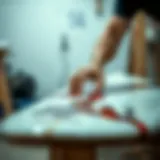 Application of epoxy resin on surfboard