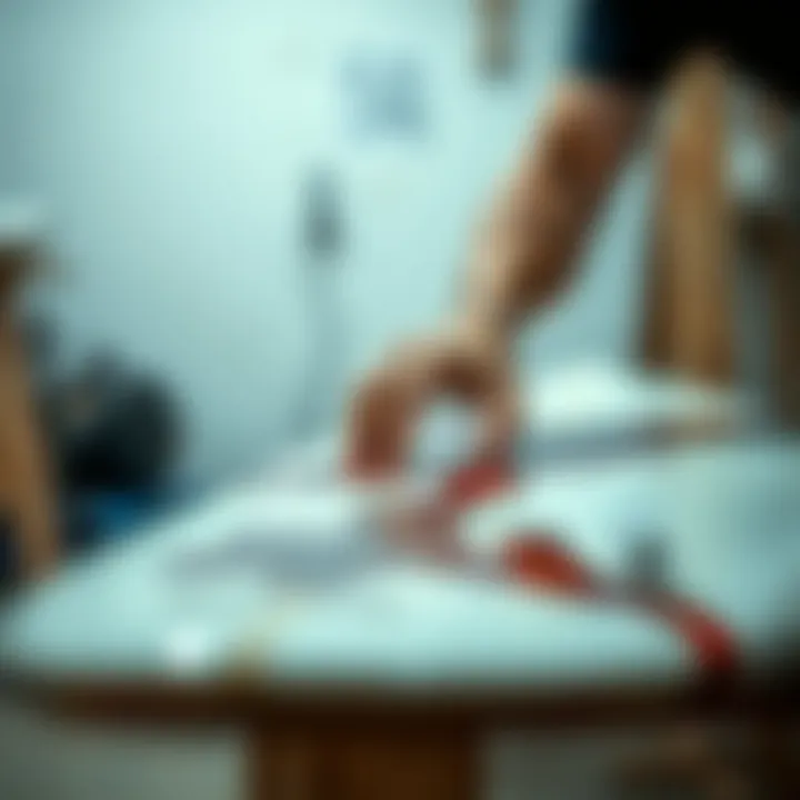 Application of epoxy resin on surfboard