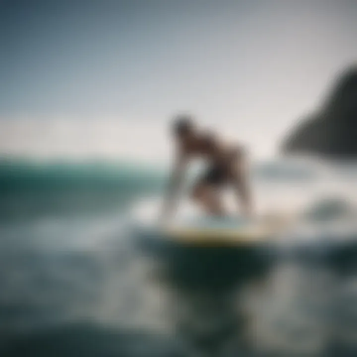 Surfer performing balance exercises on a stability board