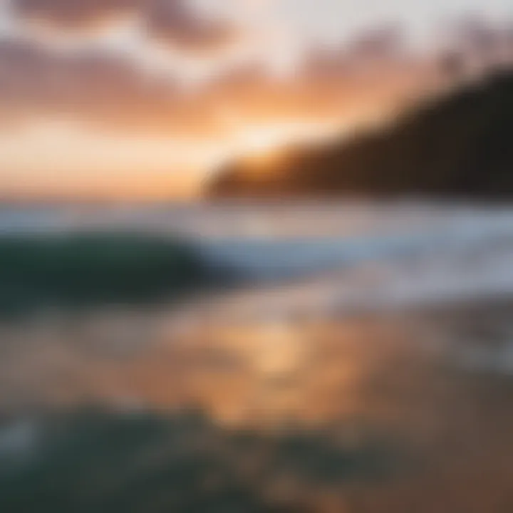 Local surf spot with vibrant sunset in the background