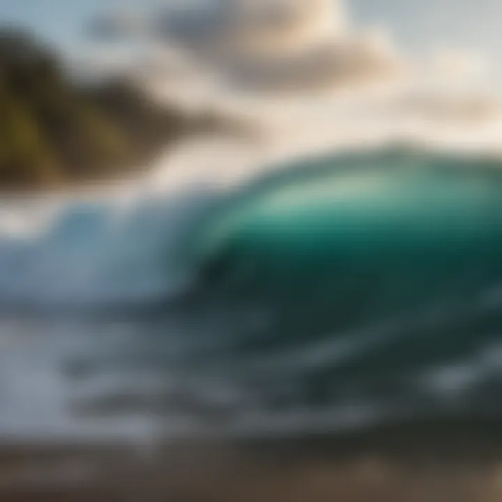 Close-up of powerful waves crashing on the shore