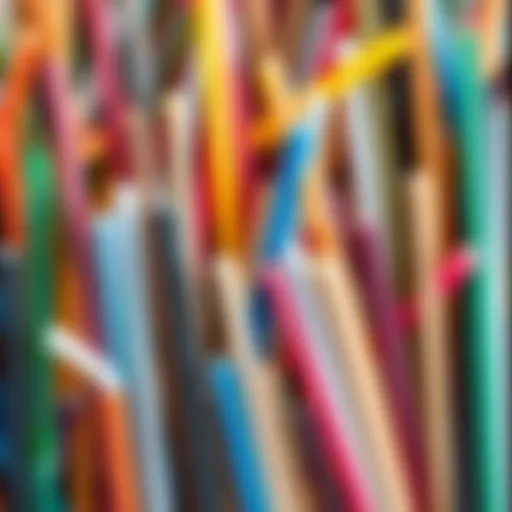 Diverse Straw Types A vibrant collection of various straw types including bamboo, metal, and paper