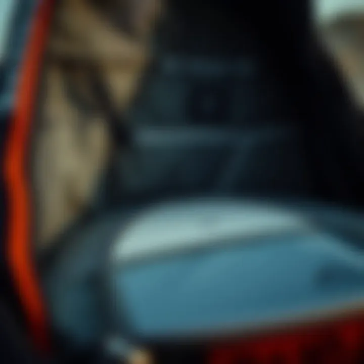 Interior Features of Dakine Surfboard Bag Interior layout of the Dakine travel surfboard bag highlighting compartment features