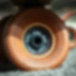 Close-up view of big soft skateboard wheels showcasing texture and design