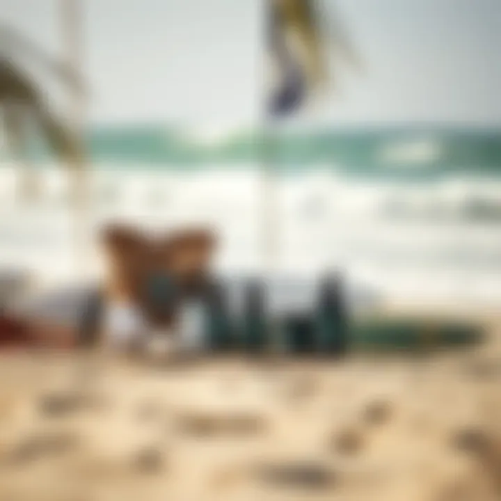 Sustainable Choices for Surfers Eco-friendly surf products displayed on a beach setting