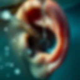 Illustration depicting water trapped in the ear canal