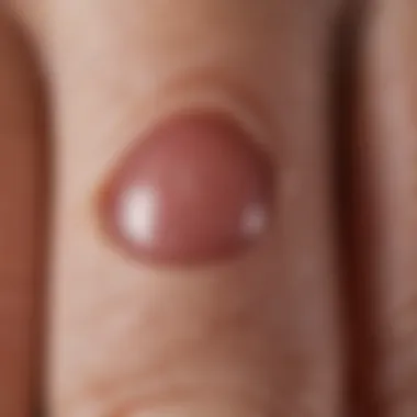 A close-up view of a blister on a finger