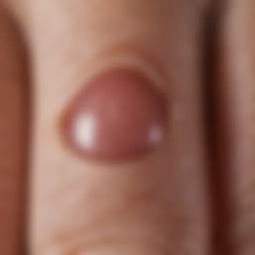 A close-up view of a blister on a finger