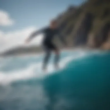 A stunning electric surfboard gliding over crystal blue waters