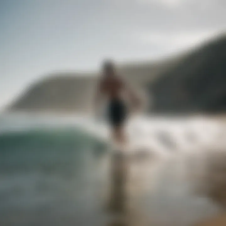 Surfer engaging in a fitness routine on the beach