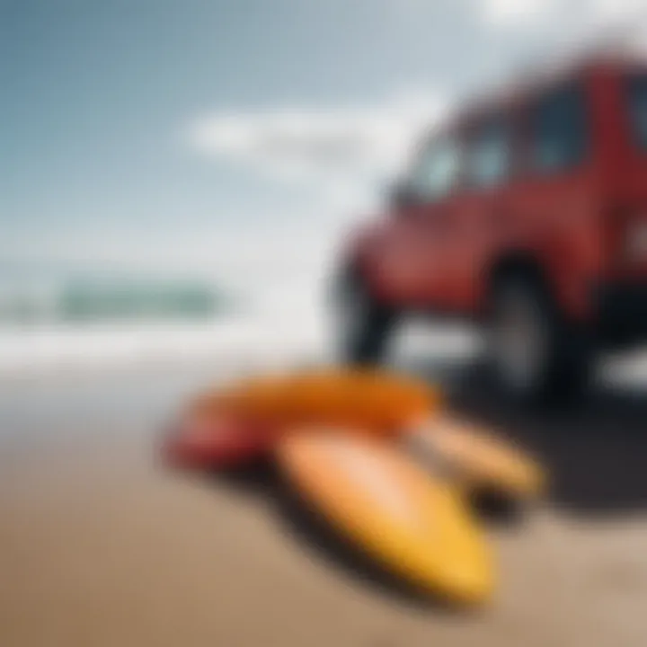 Safety equipment for surfers in a vehicle