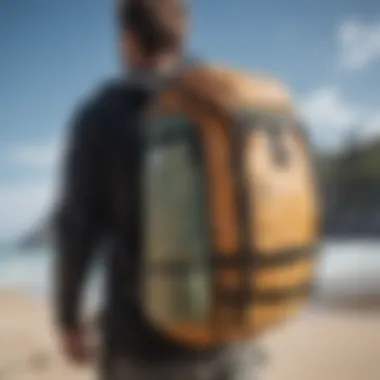 Kitesurfing backpack made from eco-friendly materials under natural light