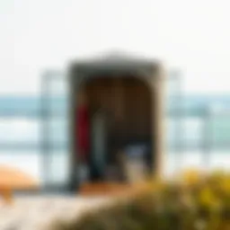 Portable shower setup for surfers by the beach