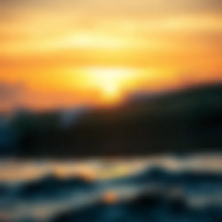 Breathtaking sunset over the ocean, reflecting surf culture's beauty
