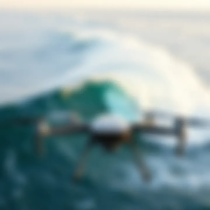Cinematic shot of a drone capturing the vast ocean and surf conditions
