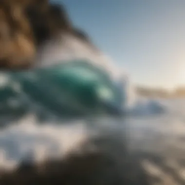 Ocean waves crashing against a rocky shoreline