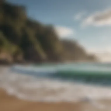 Tranquil Beach for Surfing Enthusiasts A tranquil beach scene embodying the surfing lifestyle