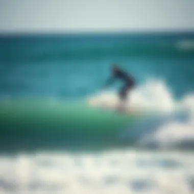 Surfing Action with an 8.25 Deck Surfboard enthusiast riding an 8.25 deck in action