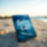 Surfing workout plan book on a beach