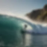 A surfer riding a perfect wave at a stunning Peruvian beach