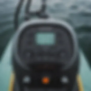 Close-up of an electric motor's control panel on a paddleboard