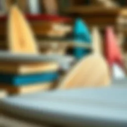 Different types of surfboard foam blanks arranged neatly