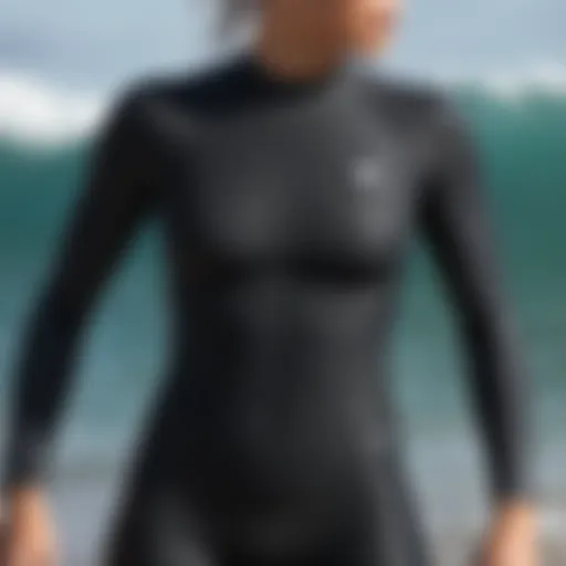 Close-up of Hurley surf suit showcasing fabric texture.