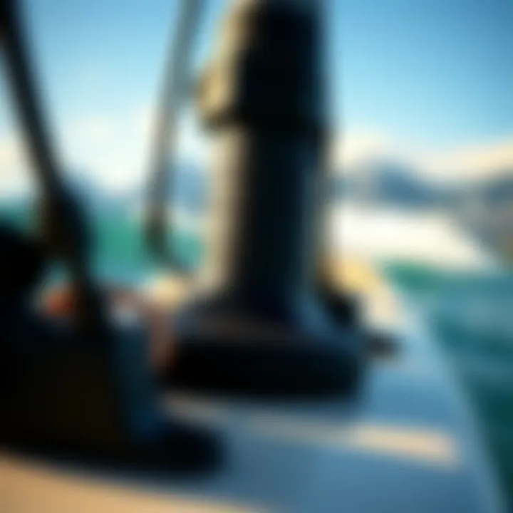 Essential Gear for Hydrofoil Surfing: A Close-Up Close-up of hydrofoil equipment and board setup