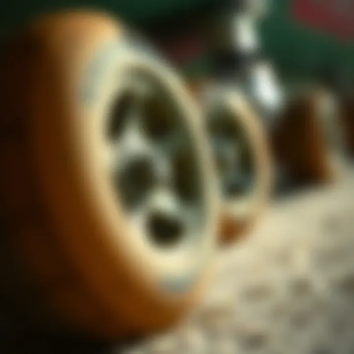 Close-up of longboard wheels designed for optimal sliding