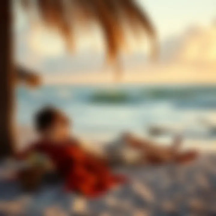 An individual relaxing on the beach while listening to ocean sounds