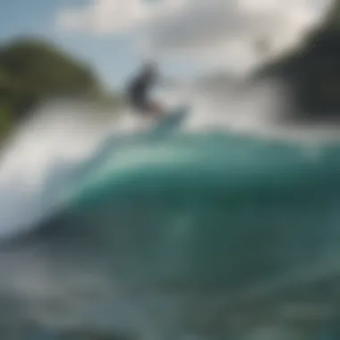 A picturesque view of a surfer riding the waves