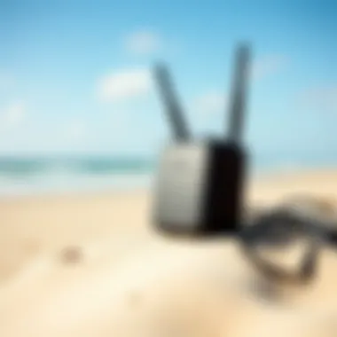 Peplink Surf SOHO: The Connectivity Companion for Surfing Adventures Peplink Surf SOHO router showcased on a beach