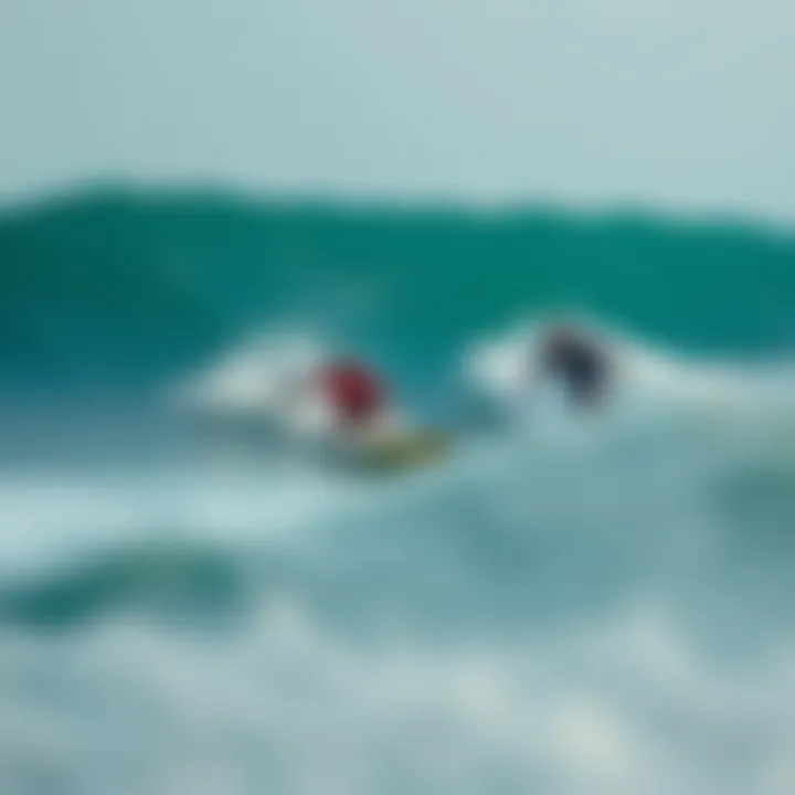 Surfers in Action at Playa Venao A close-up of surfers riding the waves at Playa Venao, capturing the thrilling experience of the sport.