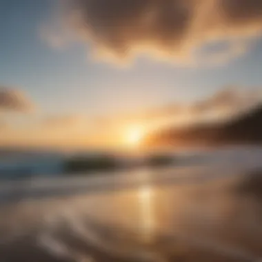 A stunning sunrise over a popular East Coast surfing beach