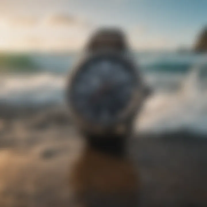 A visual representation of Rip Curl's commitment to sustainability, featuring eco-friendly materials used in their watches