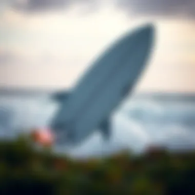 Innovative Shark Deterrent Surfboard Design A sleek shark deterrent surfboard with embedded technology