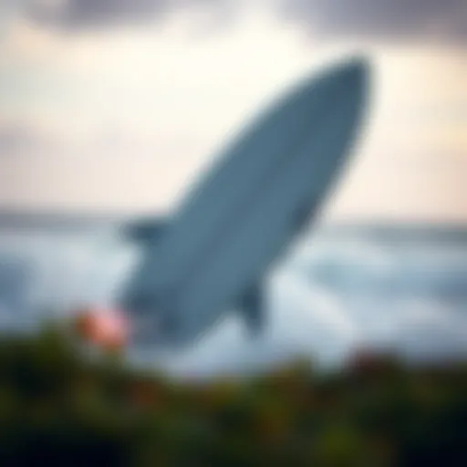 Innovative Shark Deterrent Surfboard Design A sleek shark deterrent surfboard with embedded technology