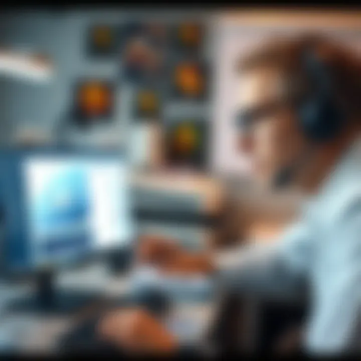 A marine biologist analyzing data from a shark tracking website in a lab setting.